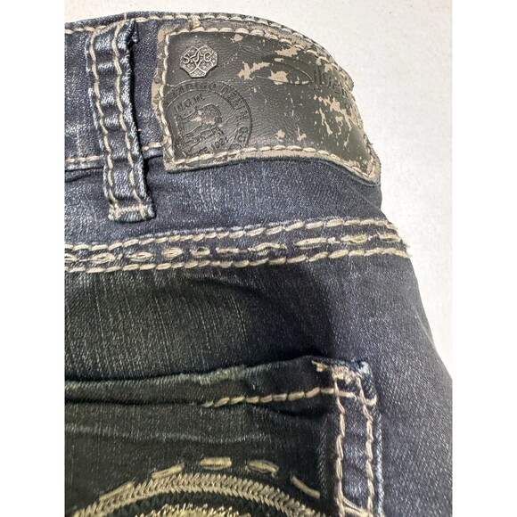 Silver Suki Bootcut Jean Women SZ 14/L32 Blue Dark Wash Thick Stitch Stone Wash - Picture 11 of 11